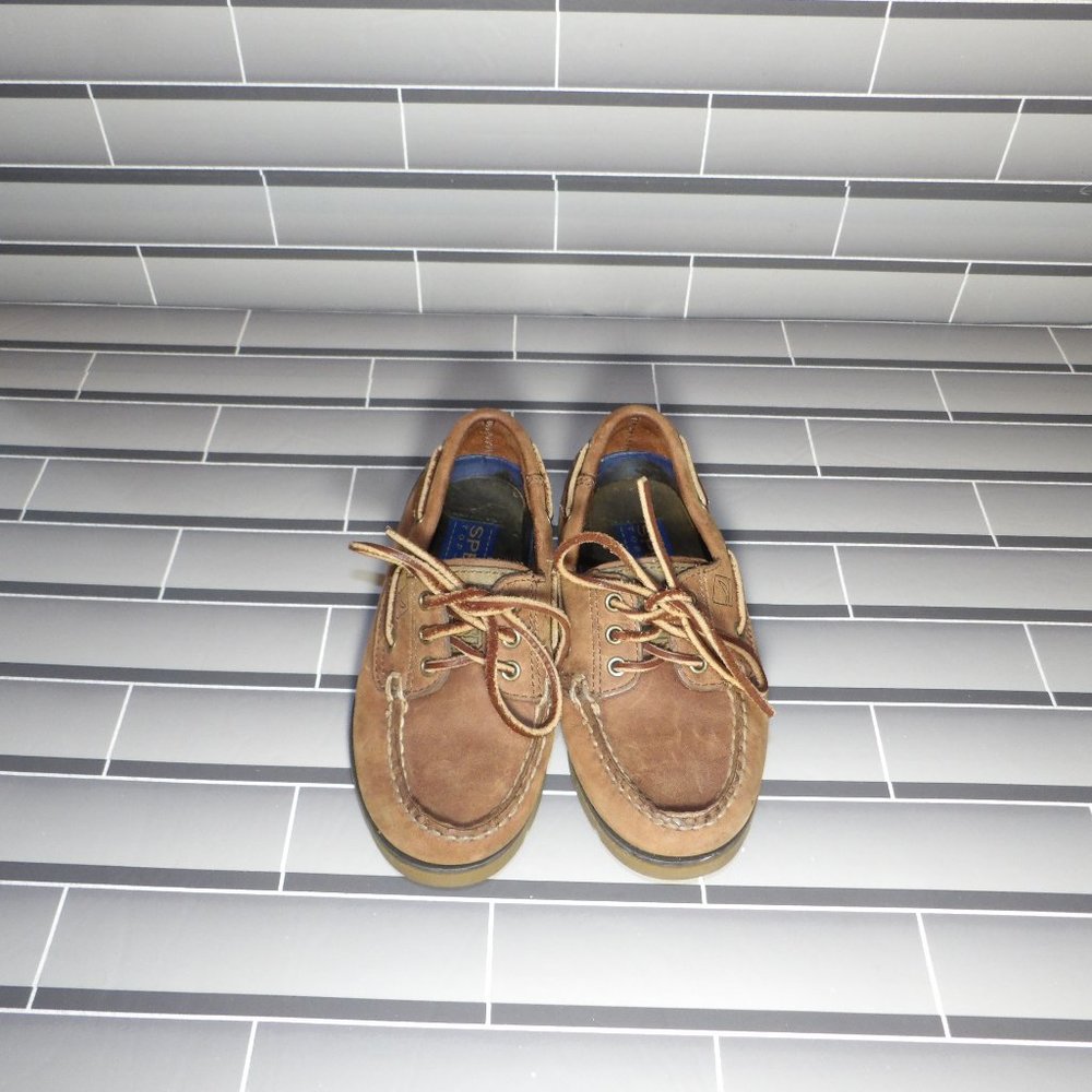 Sperry boys Topsider youth 12 1/2 kids boat shoes loafers leather lace up - used